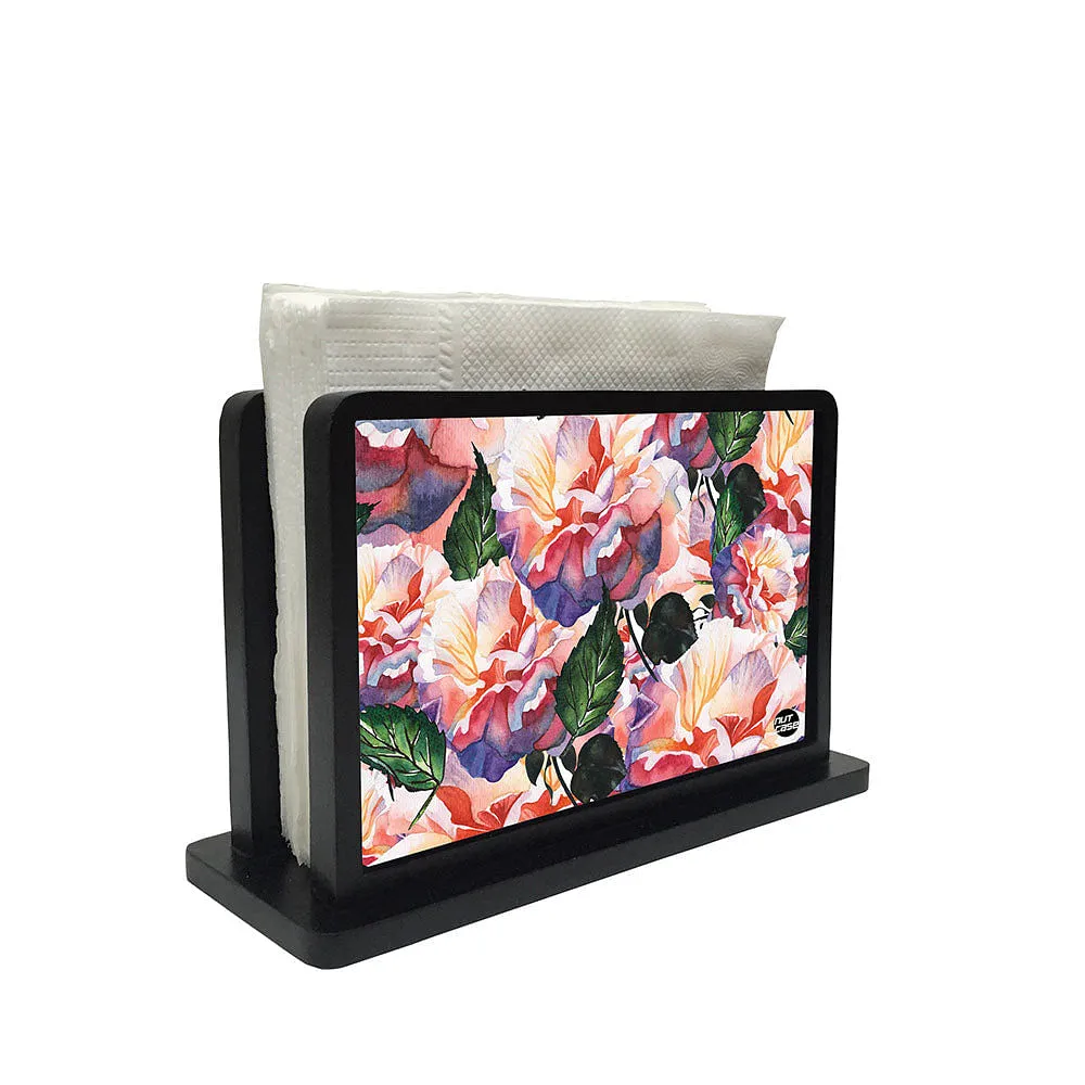 Tissue Holder Paper Napkin Stand - Pink Roses
