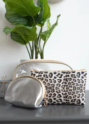 Triple Threat Silver Cosmetic Bag Set
