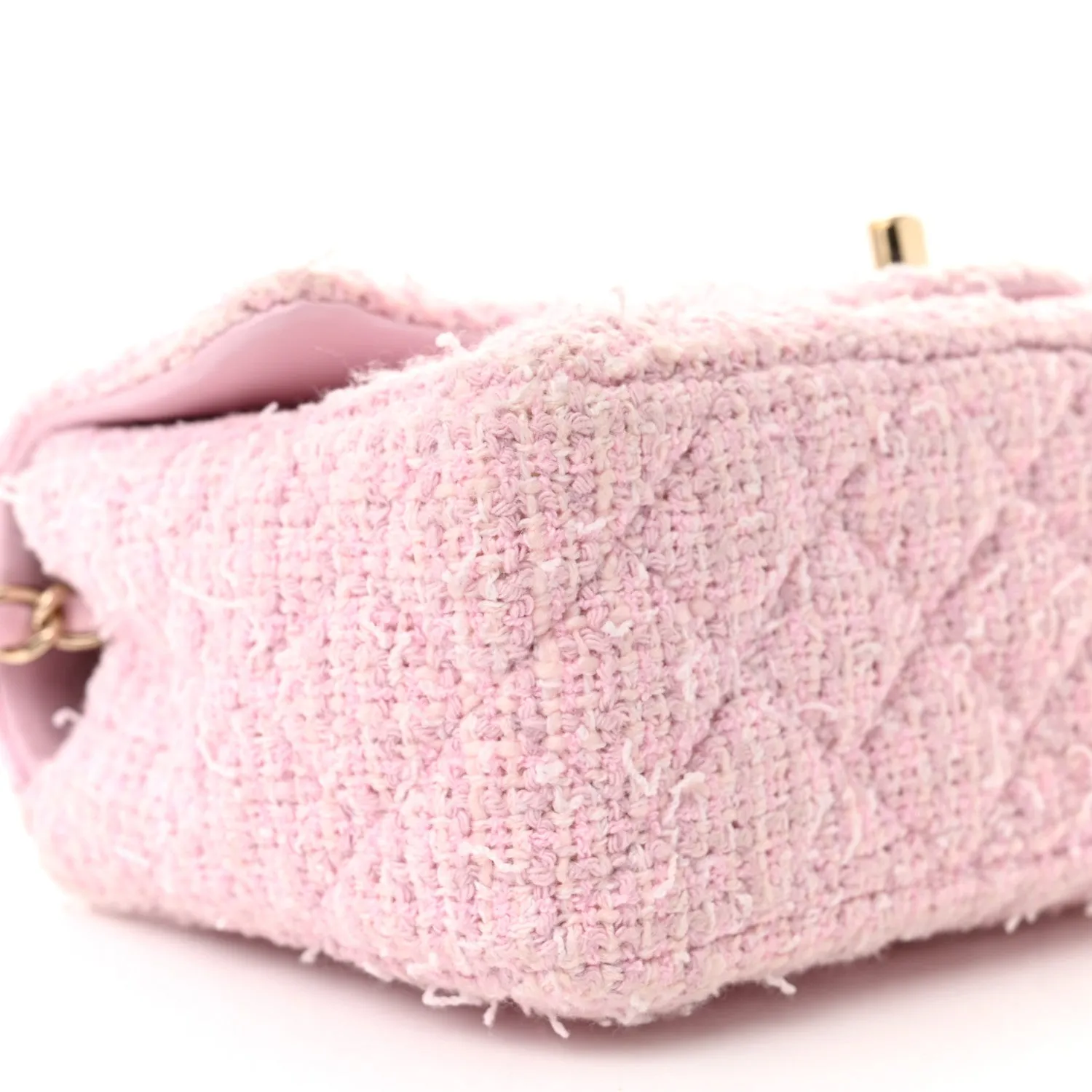 Tweed Quilted Mini Rectangular Flap Pink