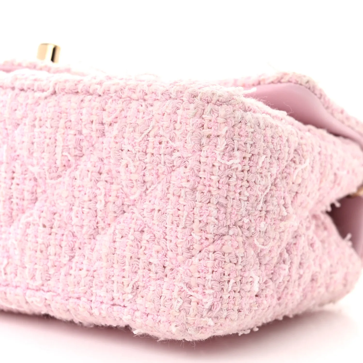 Tweed Quilted Mini Rectangular Flap Pink
