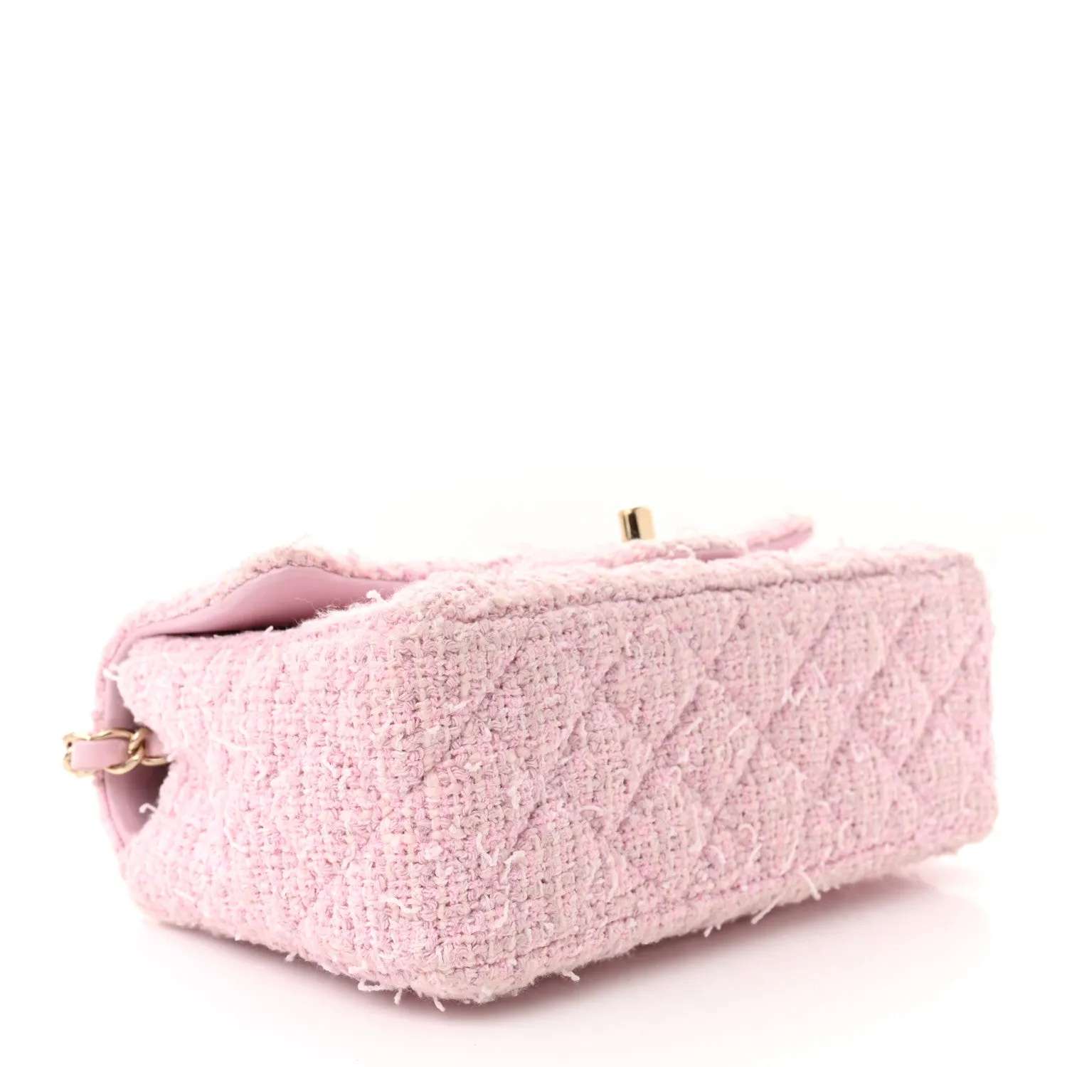 Tweed Quilted Mini Rectangular Flap Pink