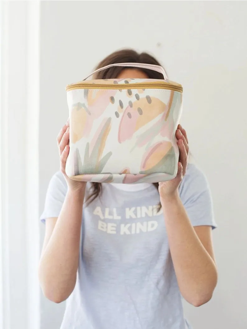Vegan Leather Zip Top Makeup Bag