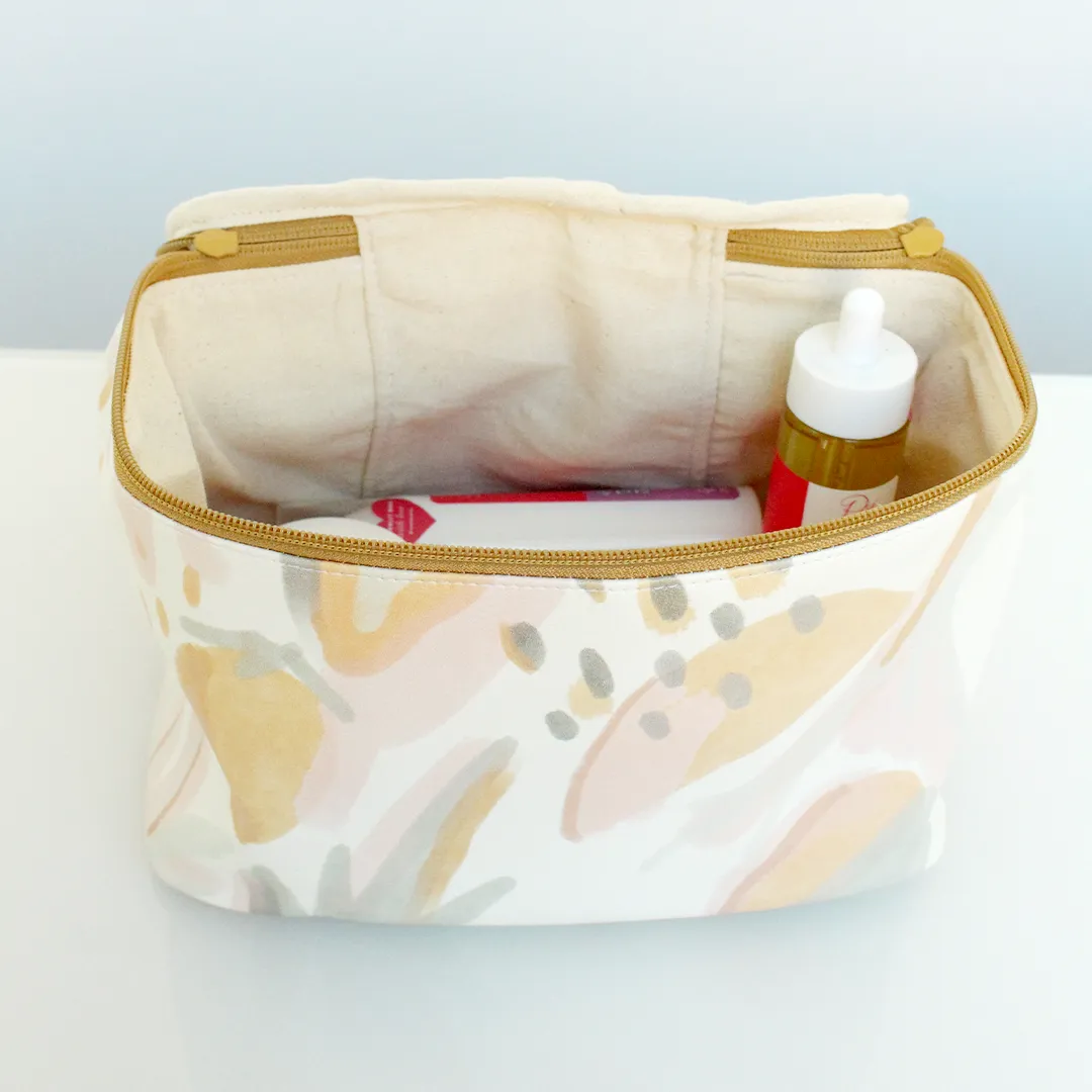 Vegan Leather Zip Top Makeup Bag