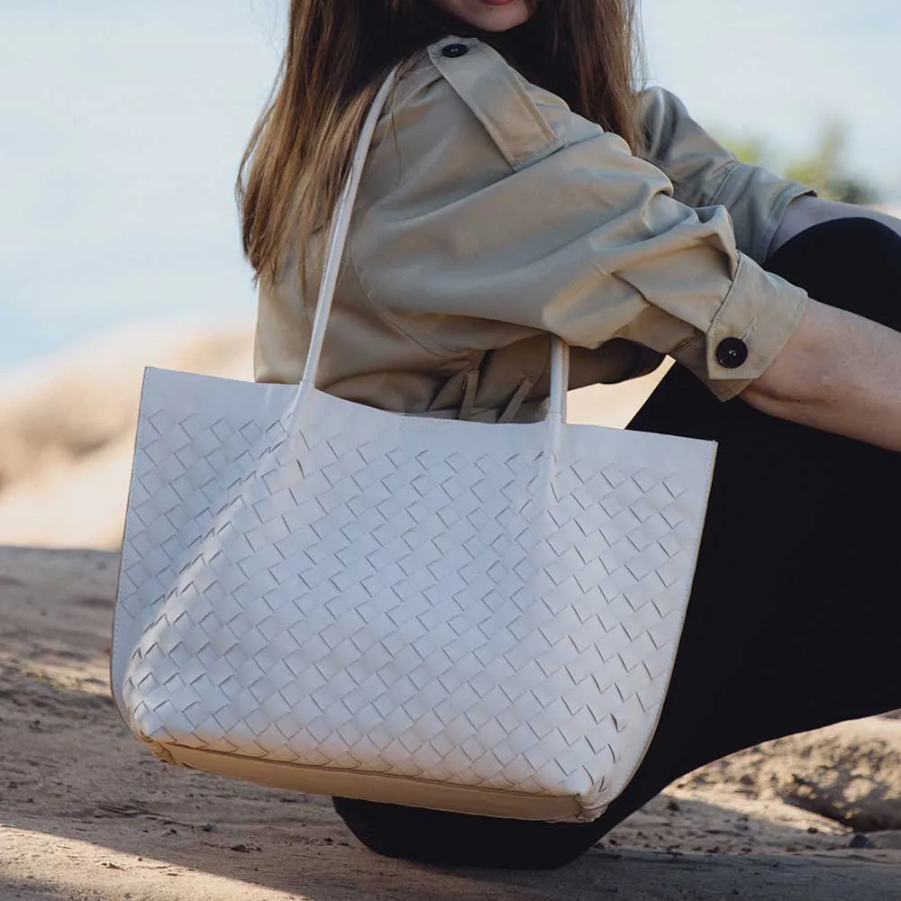 Victoria Taupe Medium Recycled Vegan Tote Bag - FINAL SALE