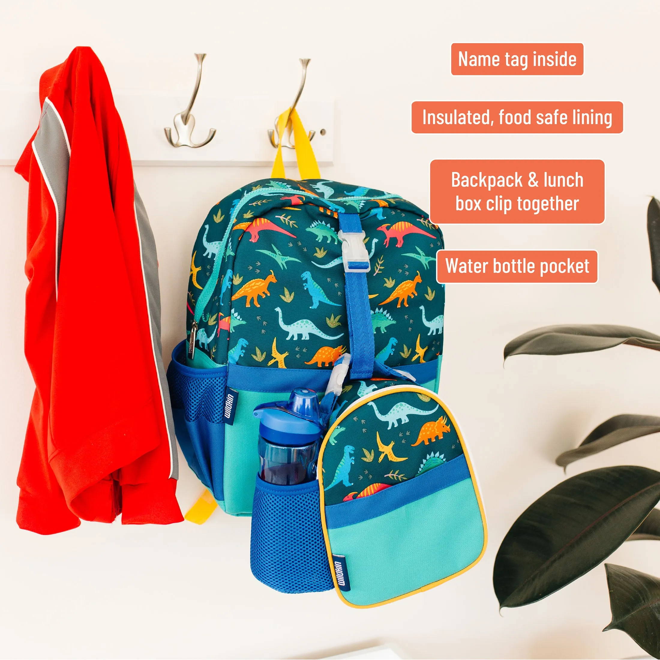 Wildkin Olive Kids Jurassic Dinosaurs Clip-In Lunch Bag