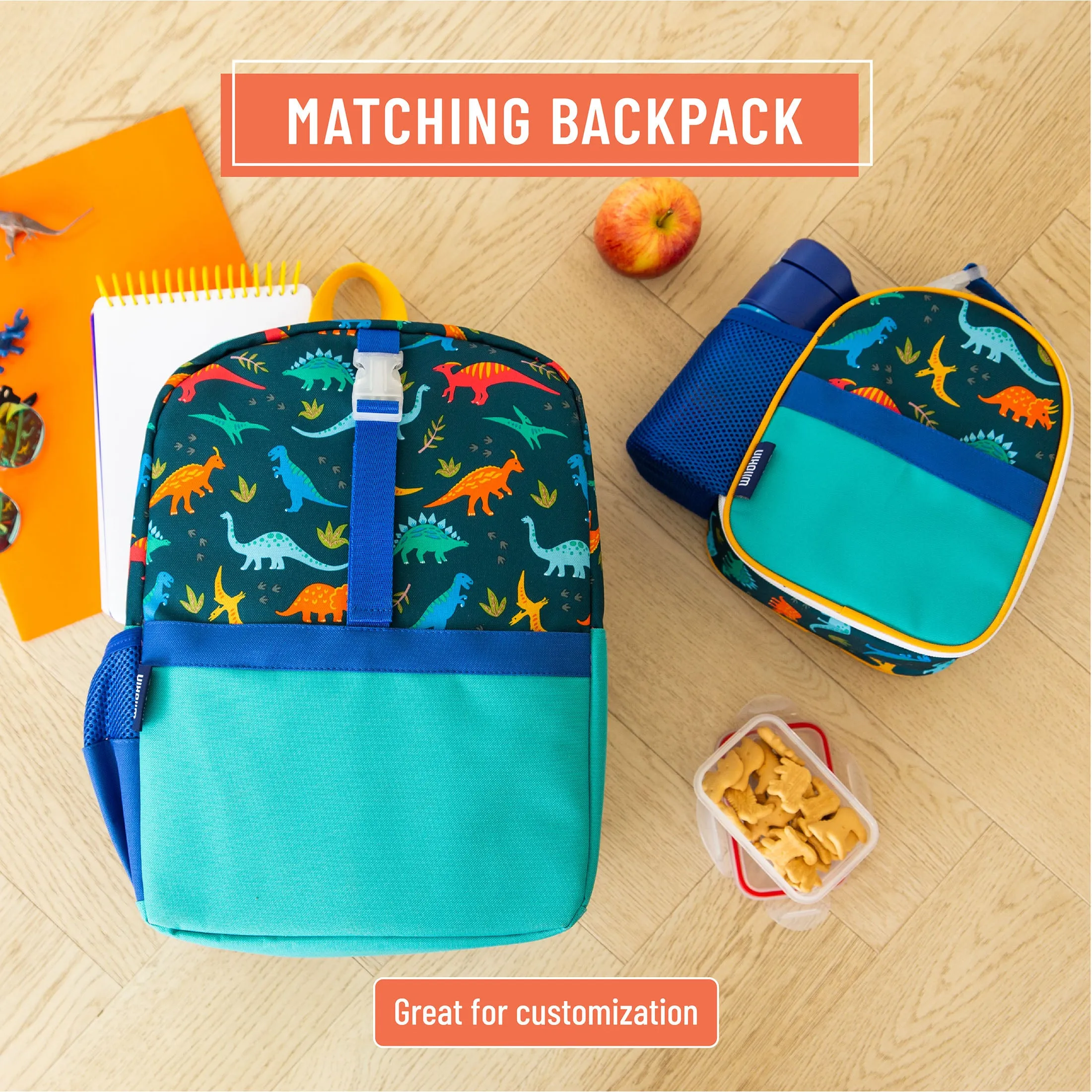 Wildkin Olive Kids Jurassic Dinosaurs Clip-In Lunch Bag