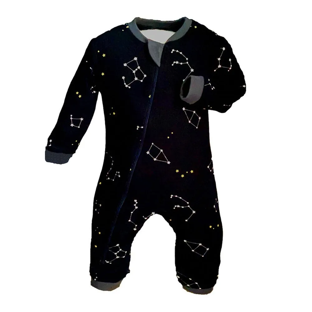 ZippyJamz Organic Cotton Footless Sleeper - Galaxy Love Navy (12-18 Months)